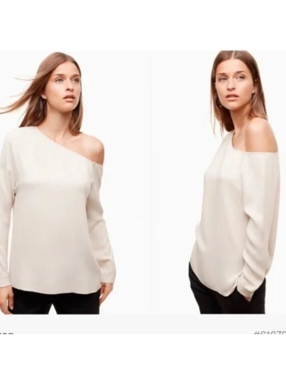 Aritzia Babaton Burk one off Shoulder Blouse Cream Size Small